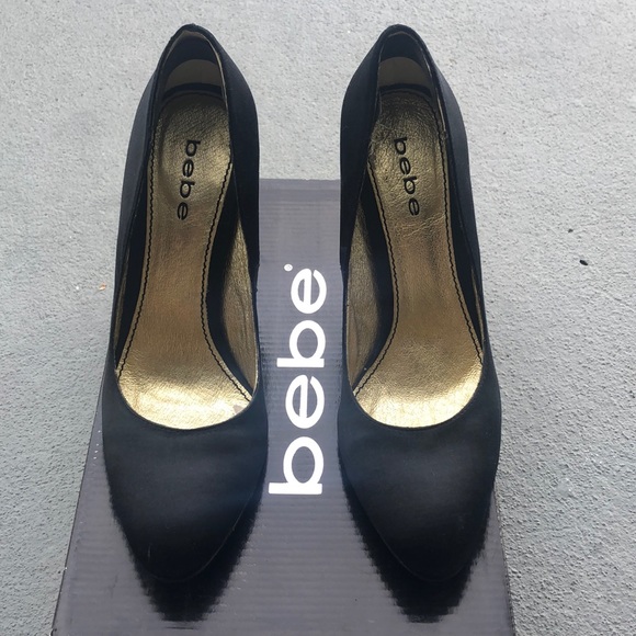 Bebe Black Satin Heels - Picture 2 of 3